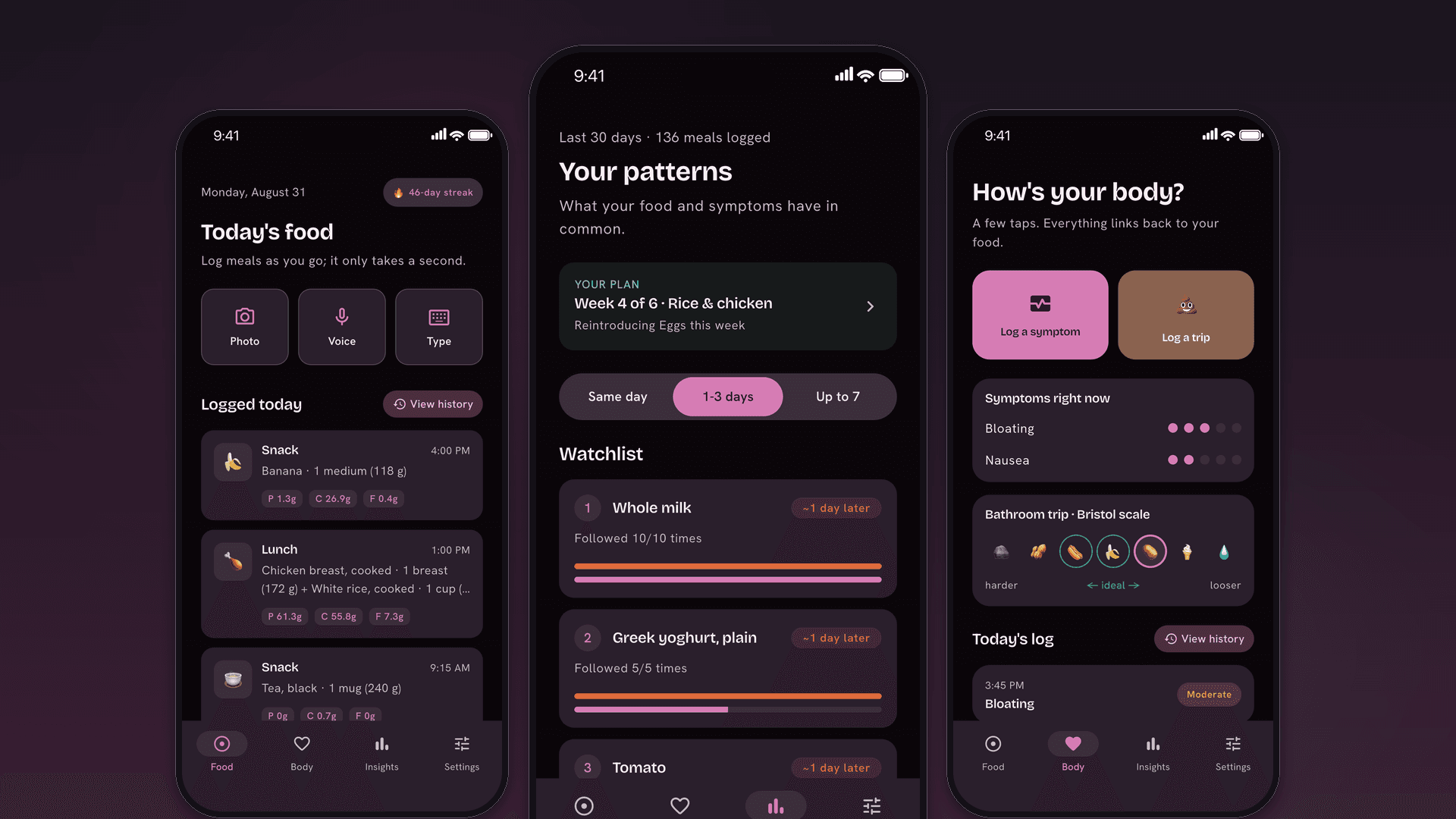 Elimin8 food and symptom log on a phone